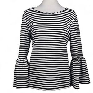 Calvin Klein 3/4 Length Bell Sleeve Striped Top Size XL